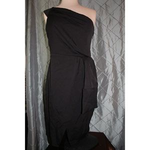 NWT! Elia Cher Women Large Black One Shoulder Above‎ the Knee Cocktail Dress